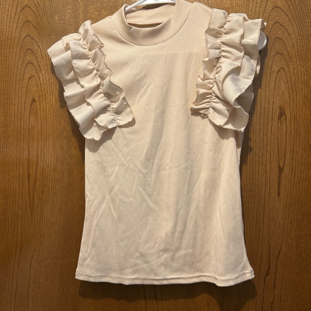 Ruffled Sleeve Cream Top